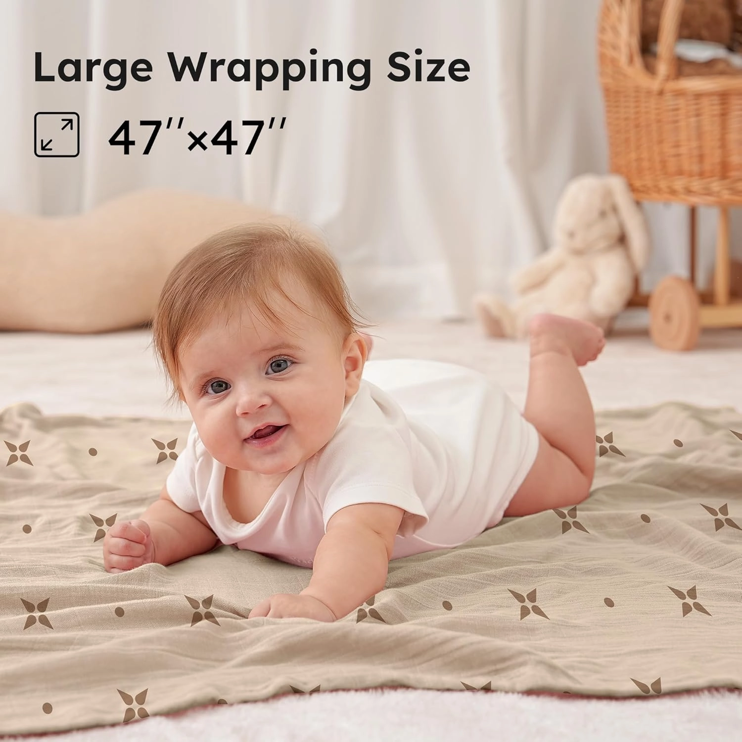 Yoofoss Muslin Swaddle Blankets, 4-Pack Receiving Blankets for Baby Boys and Girls, 47 x 47 Inches Baby Neutral Swaddle Wrap 70% Rayon from Bamboo and 30% Cotton