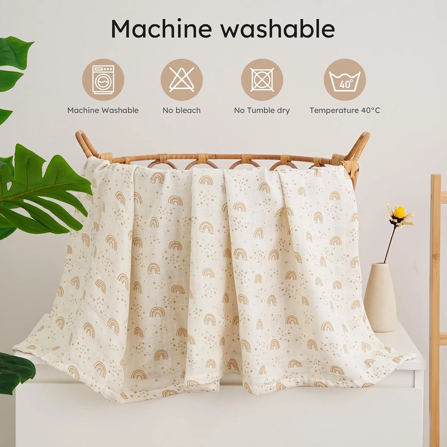 Yoofoss Muslin Swaddle Blankets, 4-Pack Receiving Blankets for Baby Boys and Girls, 47 x 47 Inches Baby Neutral Swaddle Wrap 70% Rayon from Bamboo and 30% Cotton