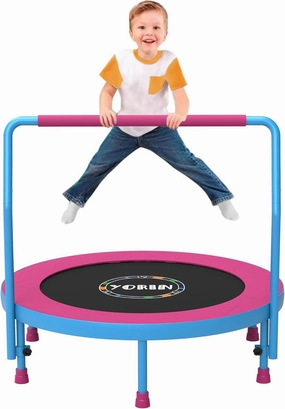 YORIN 36" Toddler Trampoline Indoor Mini Trampoline for Toddlers Kids Baby Child Small Foldable Trampoline Inside Outdoor with Adjustable Handle, Toddler Kids Toys for Ages 1-6, 250LBS