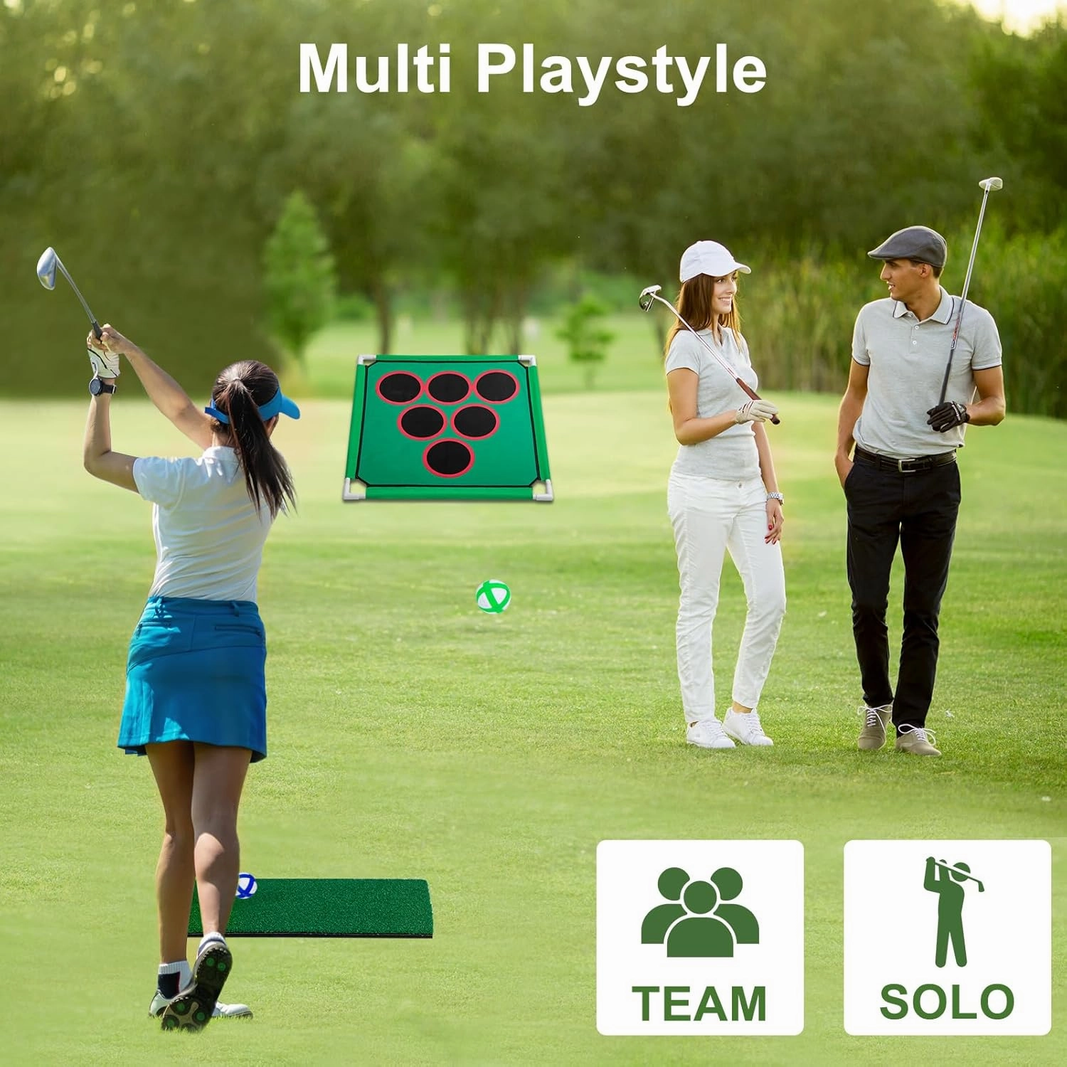 YORKING Backyard Golf Game with 16 Chipping Balls & Mat, Yard and Outdoor Games for Adults & Family, Indoor Golf Set for Home, Beach or Party, Lawn Games (with Golf Club)