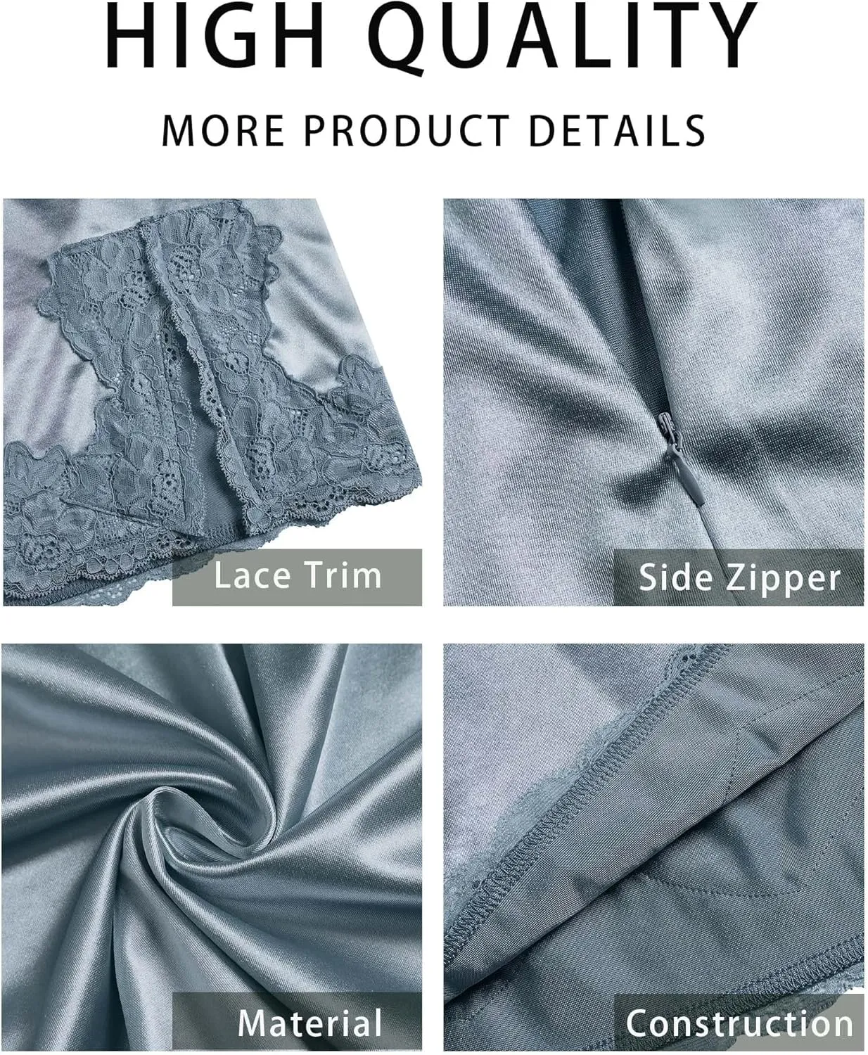 ZAFUL Skirts for Women Trendy Summer 2025 Satin Silk Lace Trim High Waisted Slit Side Zipper Pencil Mini Skirt