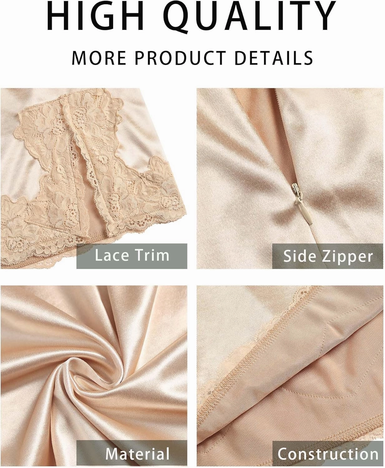 ZAFUL Skirts for Women Trendy Summer 2025 Satin Silk Lace Trim High Waisted Slit Side Zipper Pencil Mini Skirt