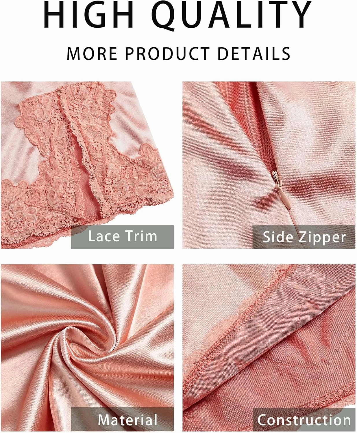 ZAFUL Skirts for Women Trendy Summer 2025 Satin Silk Lace Trim High Waisted Slit Side Zipper Pencil Mini Skirt