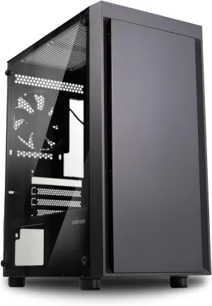 Zalman T3 Compact Mini Tower MATX PC Case, 2 x 120mm Fans Pre-Installed, Tempered Glass Side Panel, Micro-ATX, Mini-ITX Gaming Computer Chassis