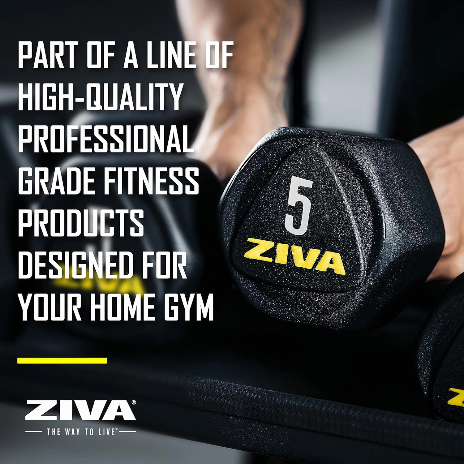 ZIVA Premium Hex Dumbbells – Commercial Grade Rubber Urethane Coated Free Weights for Strength Training, Weightlifting, Home Gym – Durable Steel Core – Sold in Pairs (25–50 Ship by Piece)